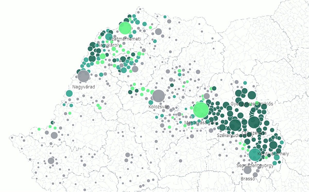 Erdélyi magyar szavazatok térképen