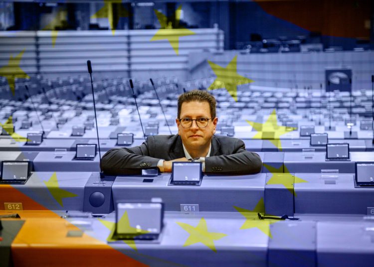 Loránt Vincze, MEP in the building of the European Parliament in Brussels, on December 8th 2021.